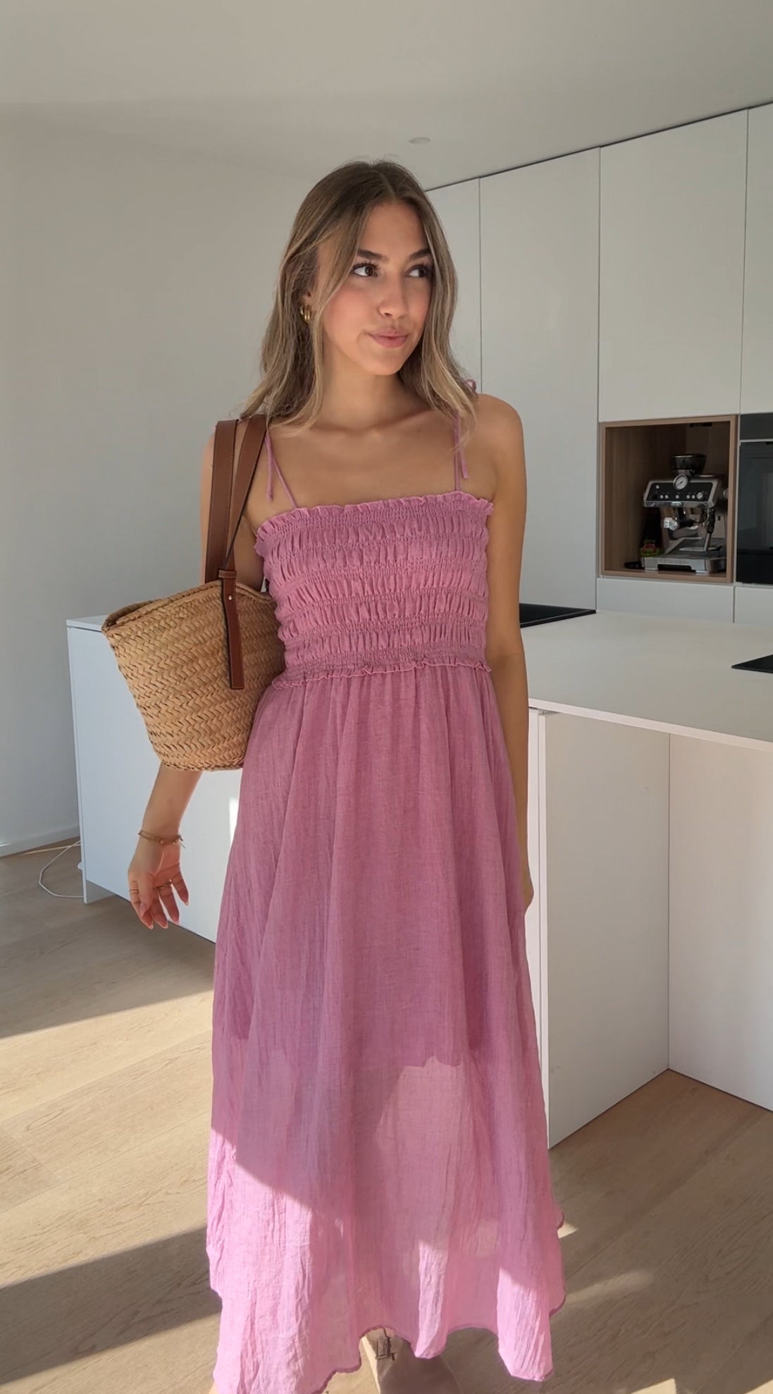 VESTIDO DE ALGODÓN COLOR ROSA