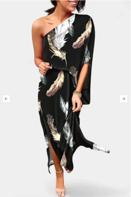 Vestido de Un Hombro con Estampado Floral