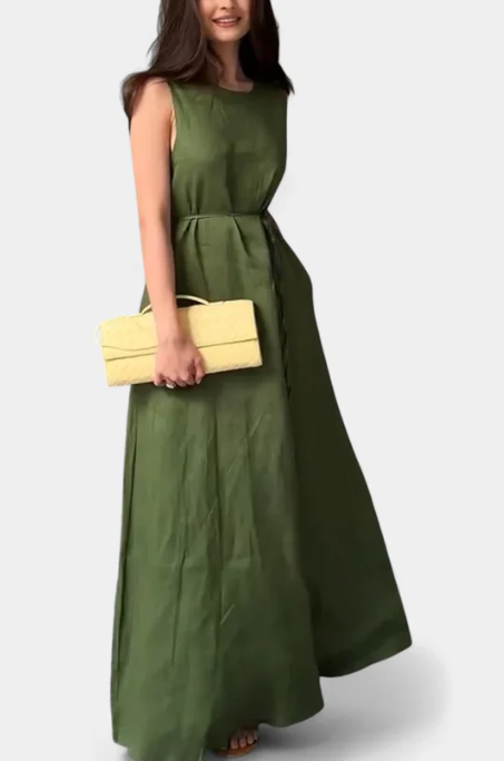 Vestido Suave sin Mangas con Lazo Ajustable