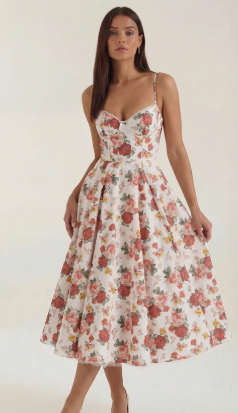 Vestido Midi Estructurado de Estilo Clásico