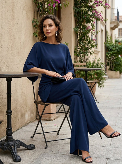 Gabriela | Conjunto de blusa drapeada y pantalones anchos