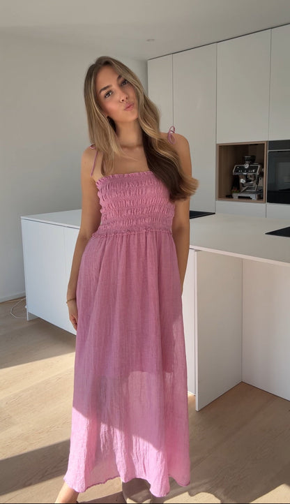 VESTIDO DE ALGODÓN COLOR ROSA