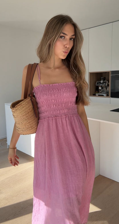 VESTIDO DE ALGODÓN COLOR ROSA