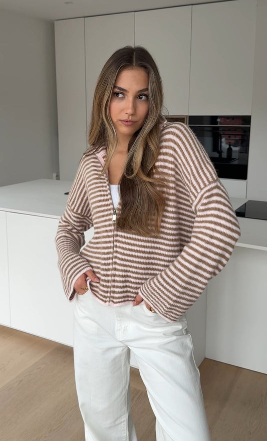 CÁRDIGAN DE PUNTO CON CREMALLERA COLOR ROSÉ