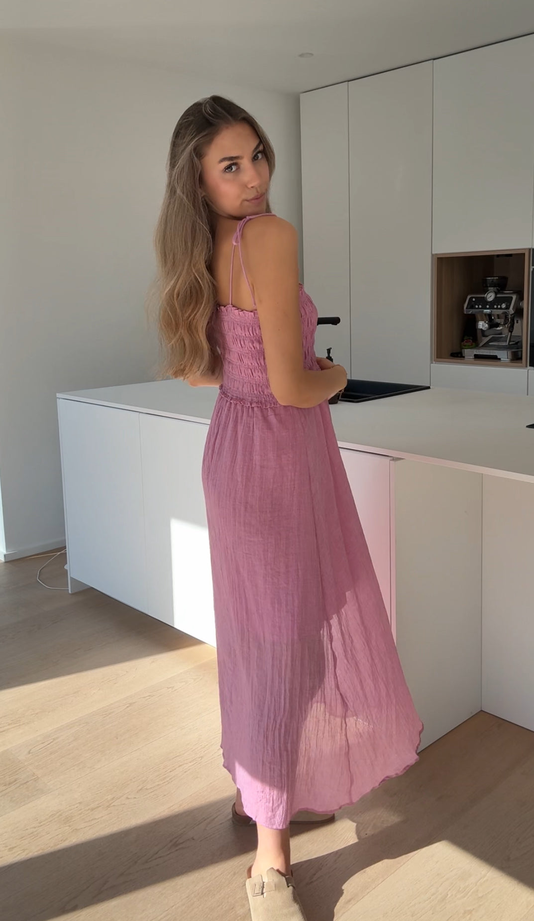 VESTIDO DE ALGODÓN COLOR ROSA
