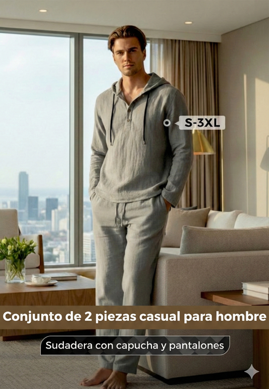 Conjunto para hombre: camiseta holgada con capucha y pantalones 