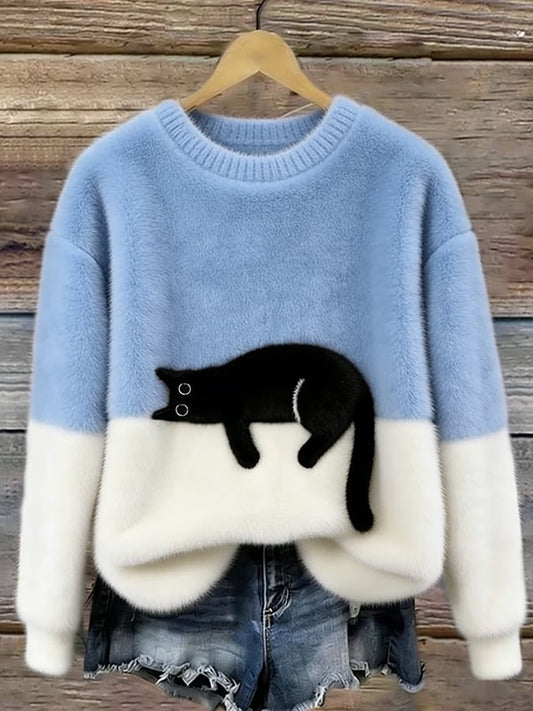 Cristina | Jersey Oversize Elegante con un Gato