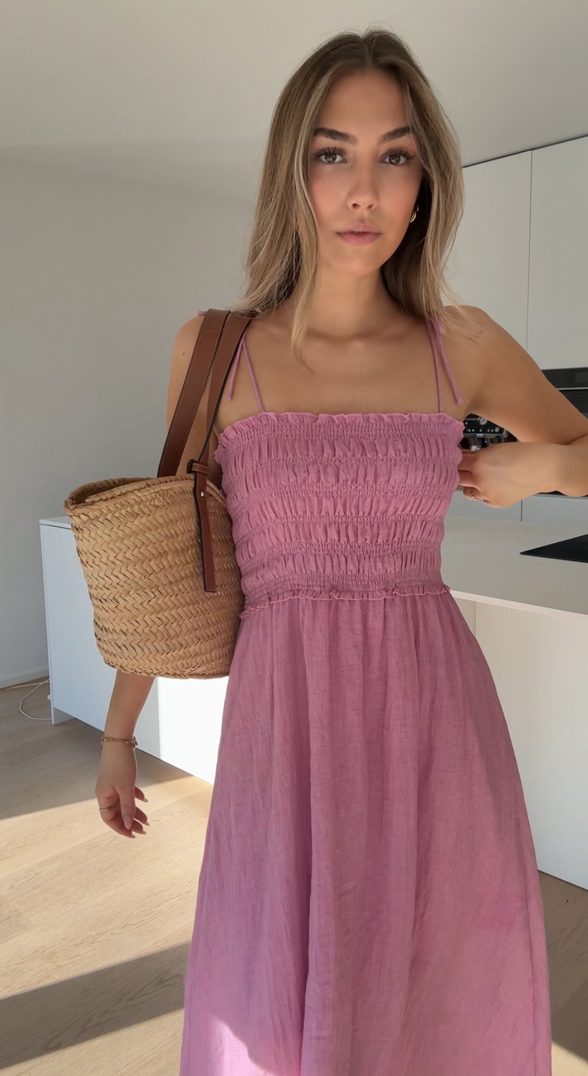 VESTIDO DE ALGODÓN COLOR ROSA