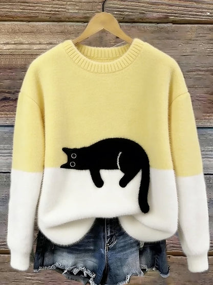 Cristina | Jersey Oversize Elegante con un Gato