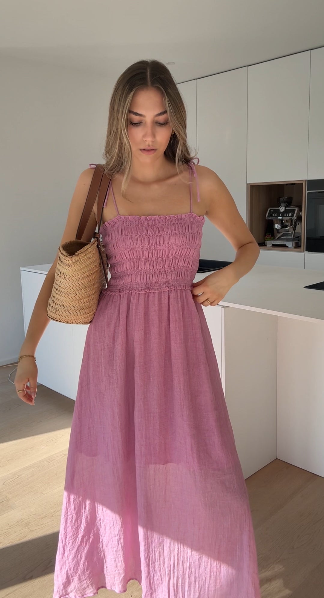 VESTIDO DE ALGODÓN COLOR ROSA