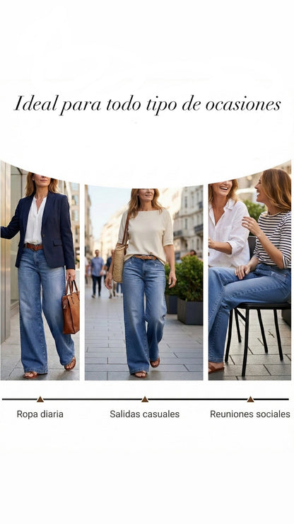 VAQUEROS VINTAGE DE CINTURA ALTA Y PIERNA ANCHA PARA MUJER