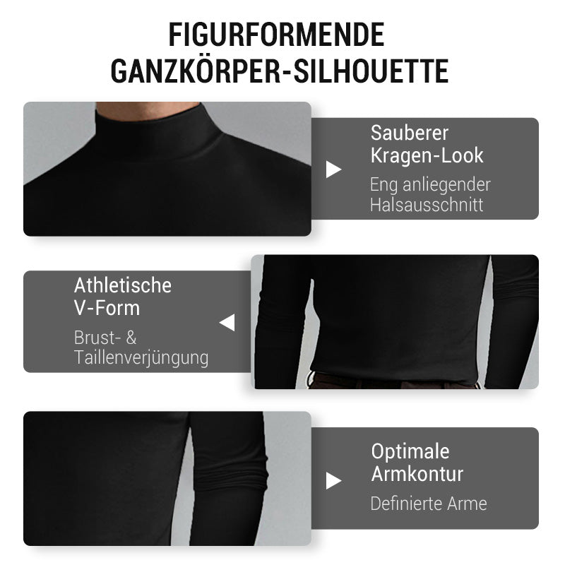 Camiseta slim fit de manga larga para hombre con cuello alto