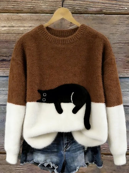 Cristina | Jersey Oversize Elegante con un Gato