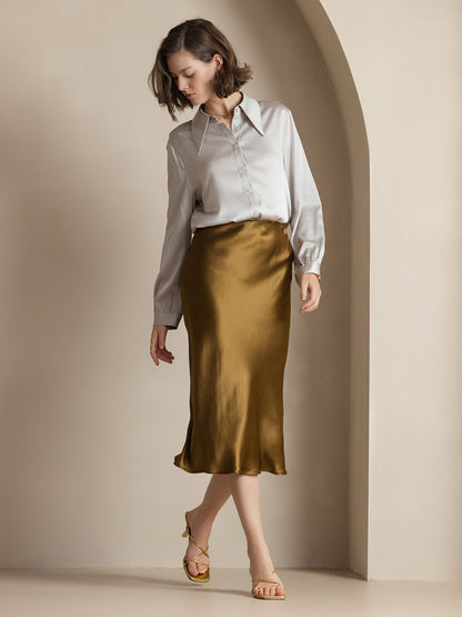 FALDA CLÁSICA Y ELEGANTE DE SEDA