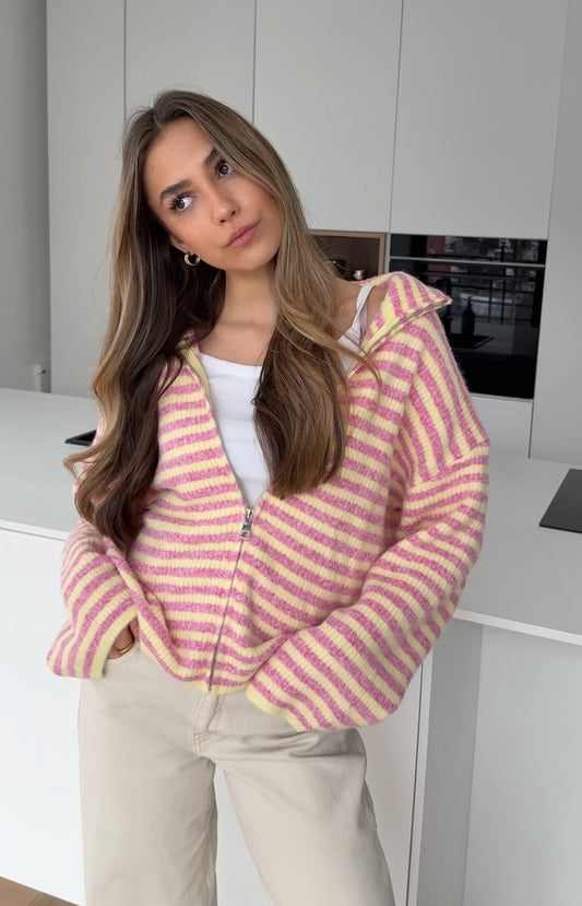 CÁRDIGAN DE PUNTO CON CREMALLERA COLOR PEACH