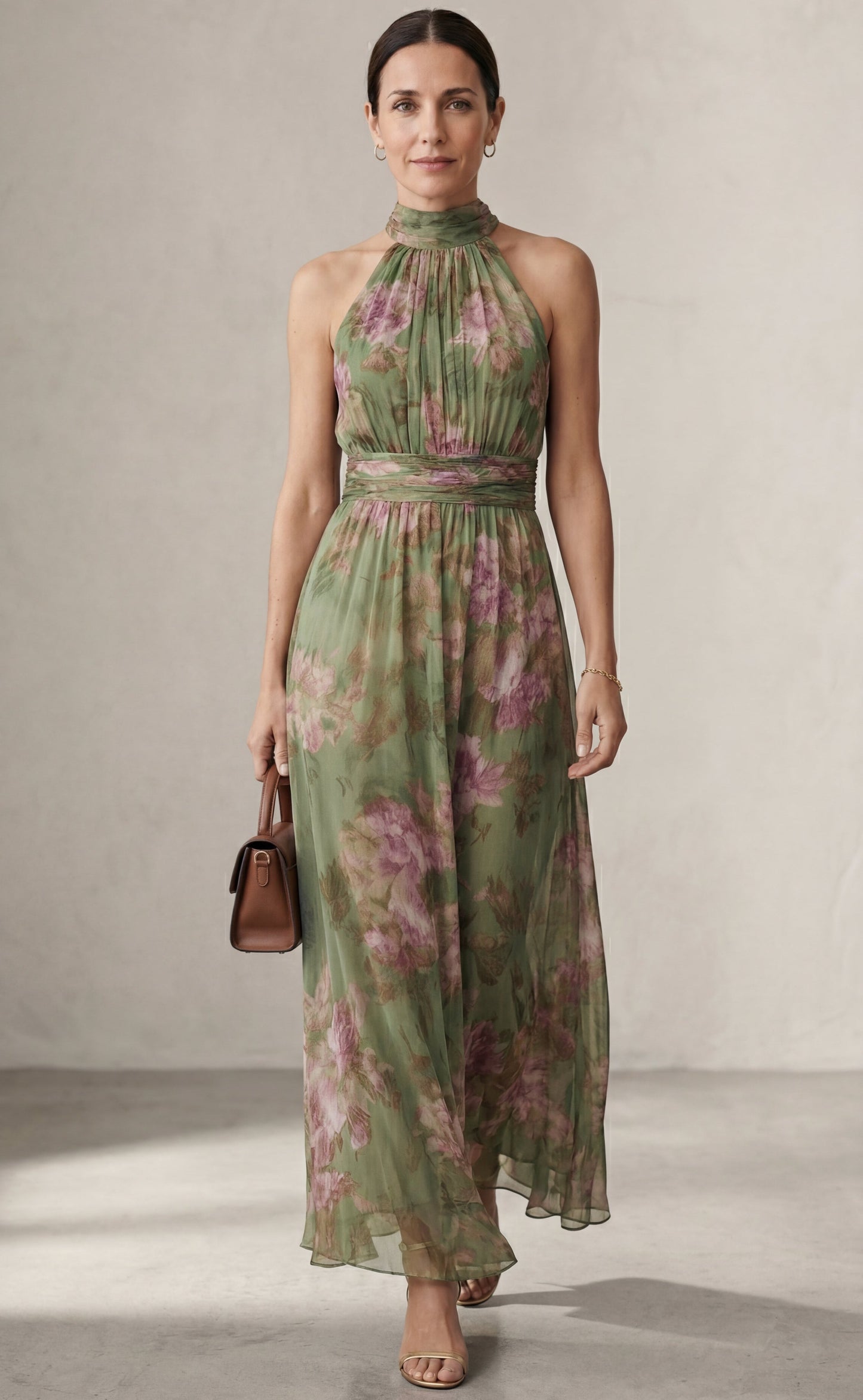 Livia™| Vestido maxi halter floral