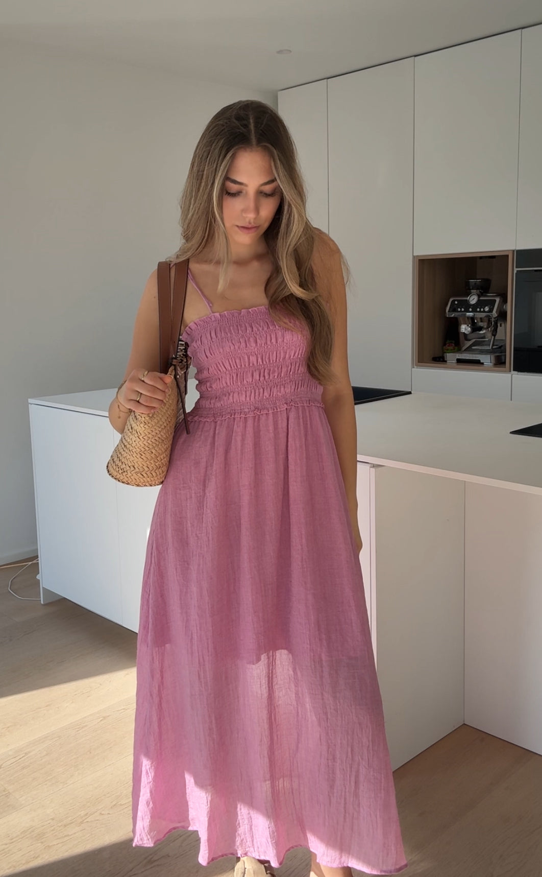 VESTIDO DE ALGODÓN COLOR ROSA