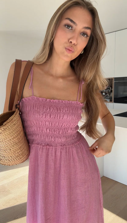 VESTIDO DE ALGODÓN COLOR ROSA