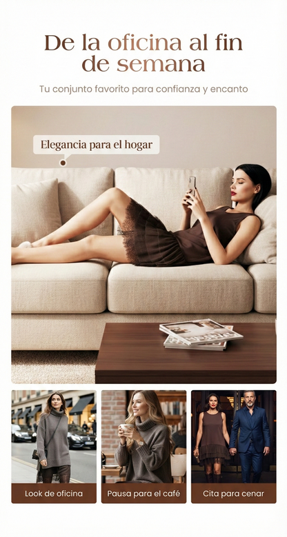 CONJUNTO DE 2 PIEZAS JERSEY CON CUELLO ALTO Y VESTIDO