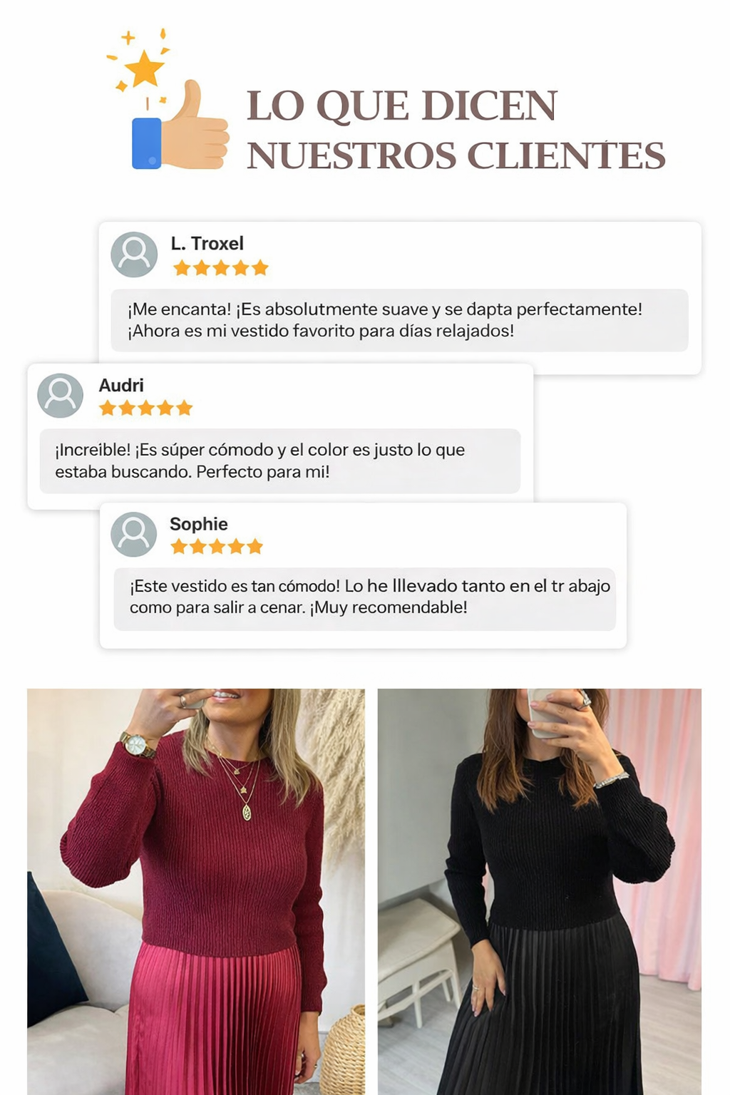 VESTIDO DE PUNTO CON FALDA PLISADA