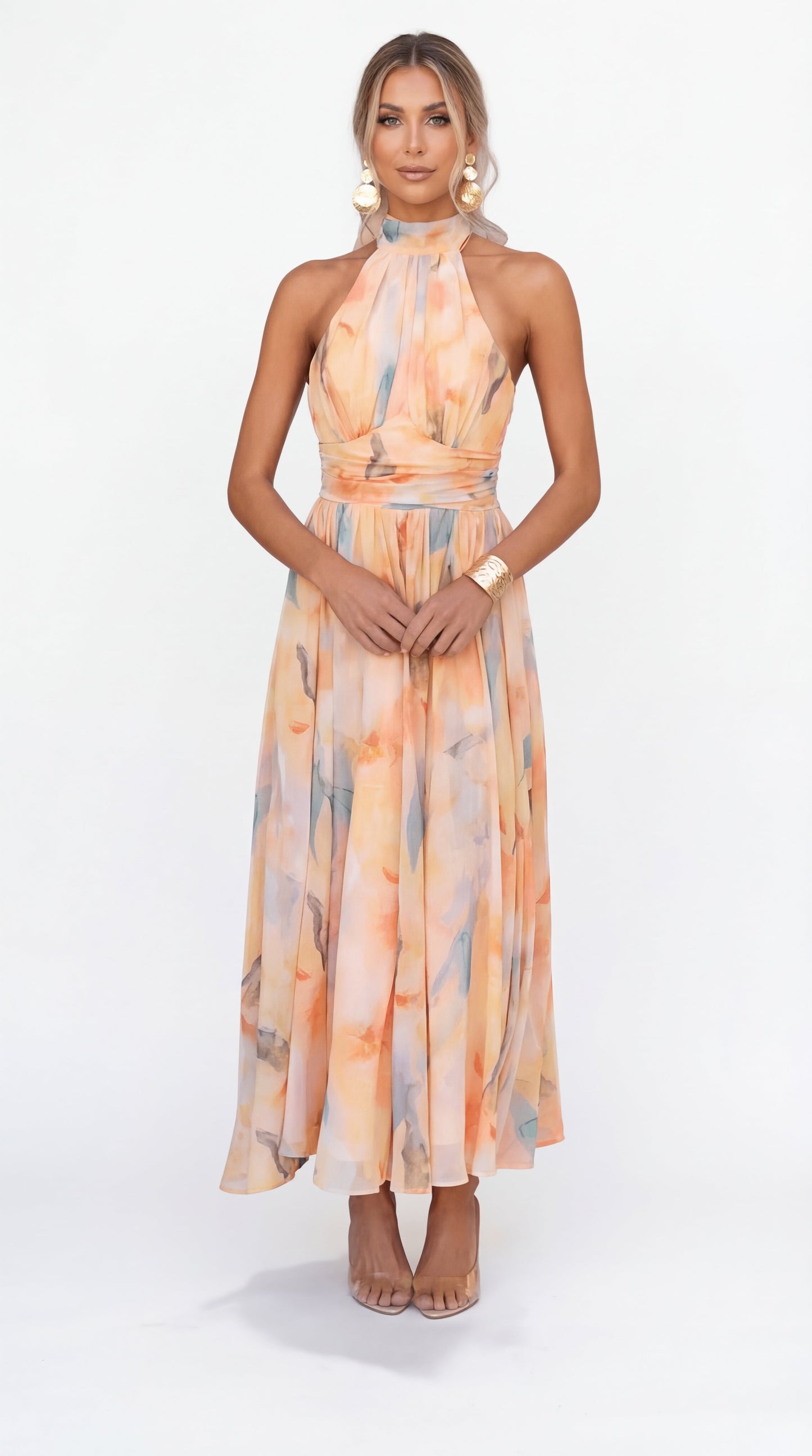 ESTHER ™| Vestido Halter de Estilo Acuarela