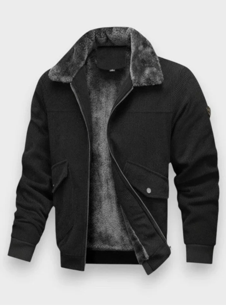 CHAQUETA BOMBER CON CUELLO DE FELPA SINTÉTICA