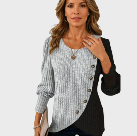 ELEGANTE JERSEY  DE PUNTO CON BOTONES Y MANGA LARGA