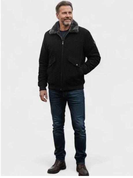 CHAQUETA BOMBER CON CUELLO DE FELPA SINTÉTICA