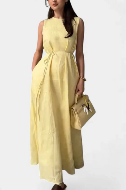 Vestido Suave sin Mangas con Lazo Ajustable