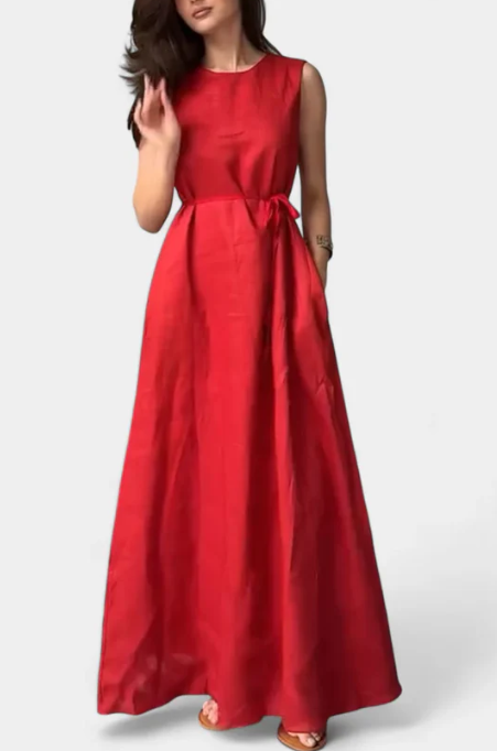 Vestido Suave sin Mangas con Lazo Ajustable