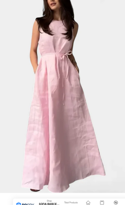 Vestido Suave sin Mangas con Lazo Ajustable