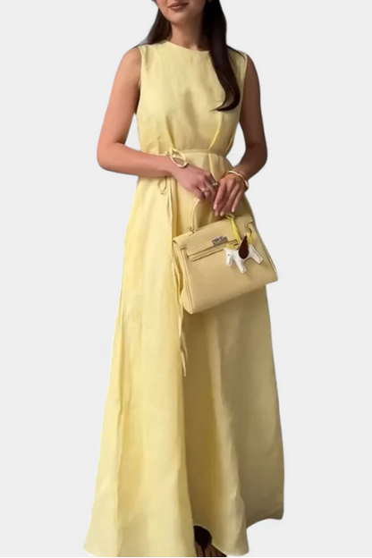 Vestido Suave sin Mangas con Lazo Ajustable