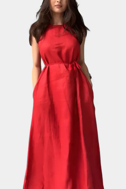 Vestido Suave sin Mangas con Lazo Ajustable