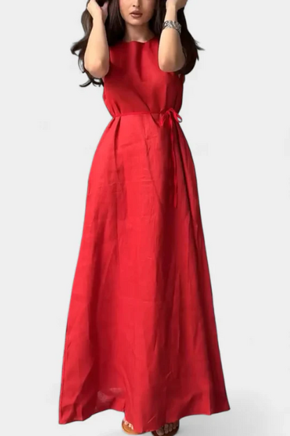 Vestido Suave sin Mangas con Lazo Ajustable