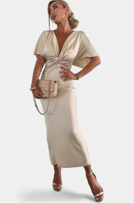 VESTIDO SUAVE CON NUDO CRUZADO