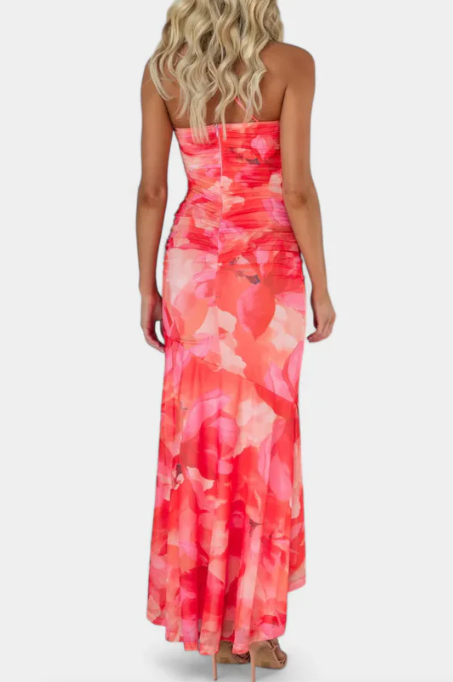 VESTIDO LARGO CON ESTAMPADO FLORAL