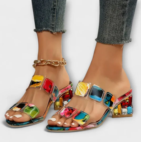 SANDALIAS DE TACÓN PRISMA MULTICOLOR