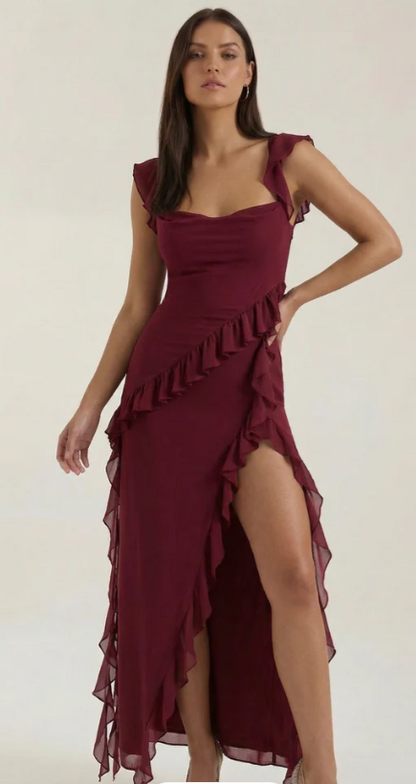 Vestido Largo con Volantes