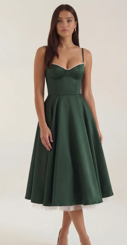 Vestido Midi Estructurado de Estilo Clásico