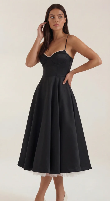 Vestido Midi Estructurado de Estilo Clásico