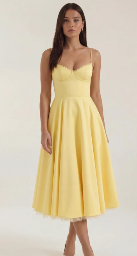 Vestido Midi Estructurado de Estilo Clásico