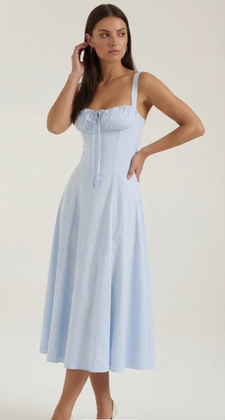 Vestido Midi de Corte Corset