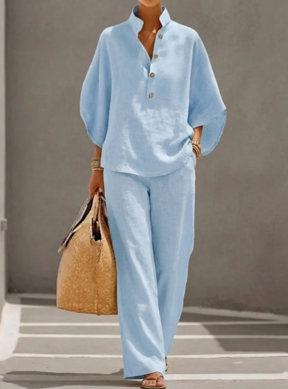 Mariel™ | Conjunto de manga murciélago con pantalón de pierna ancha