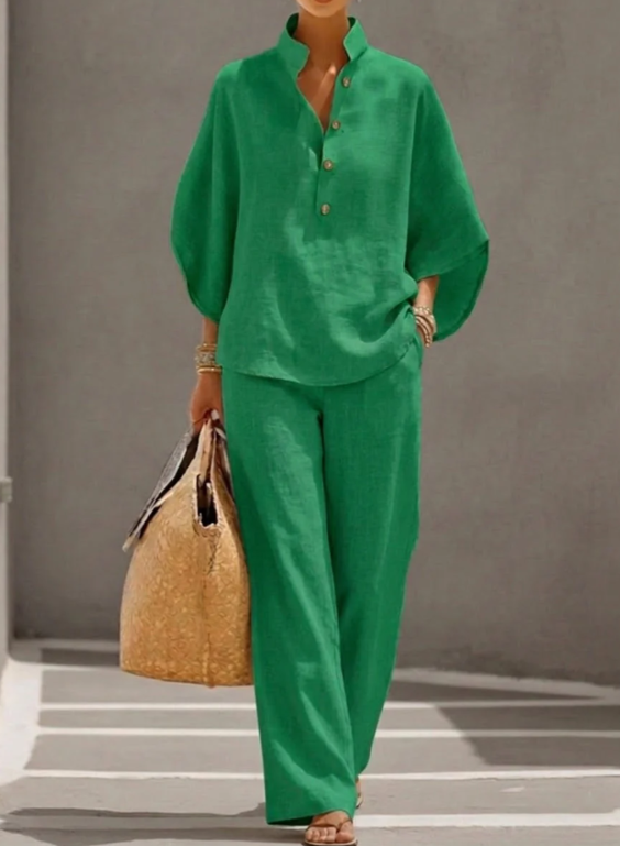 Mariel™ | Conjunto de manga murciélago con pantalón de pierna ancha