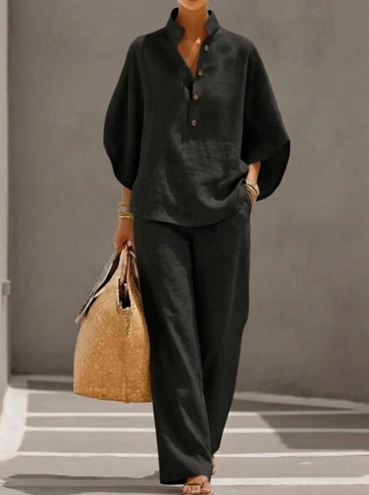Mariel™ | Conjunto de manga murciélago con pantalón de pierna ancha