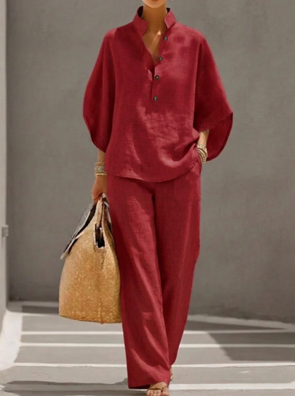 Mariel™ | Conjunto de manga murciélago con pantalón de pierna ancha