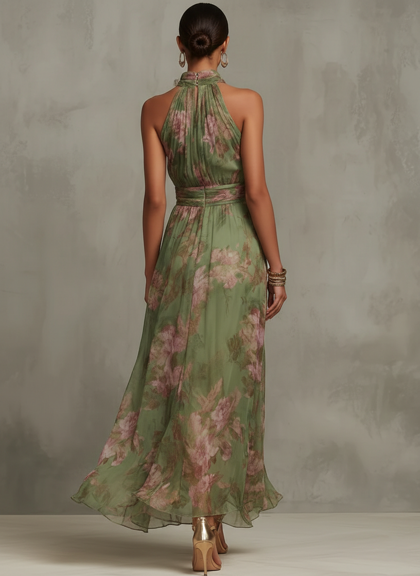 Livia™| Vestido maxi halter floral