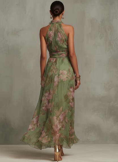 Livia™| Vestido maxi halter floral