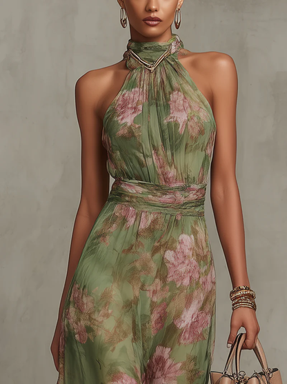 Livia™| Vestido maxi halter floral