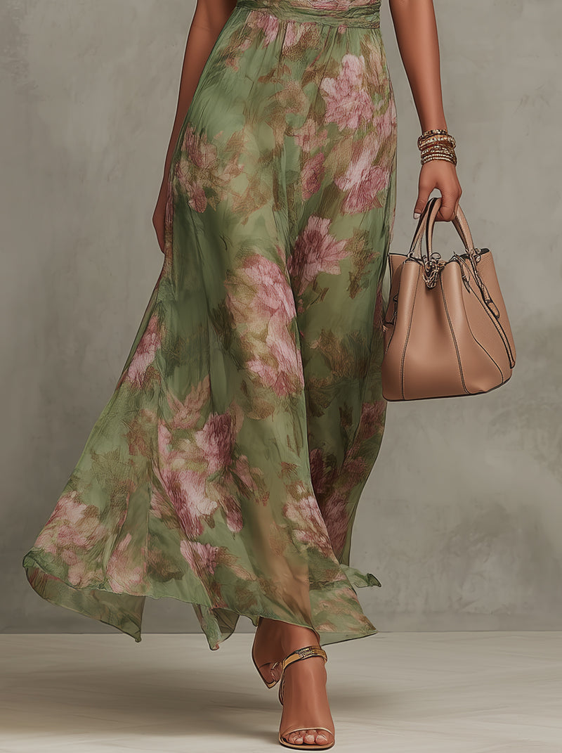 Livia™| Vestido maxi halter floral